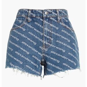 Alexander Wang Bite Logo High Waist Cutoff Denim Shorts
